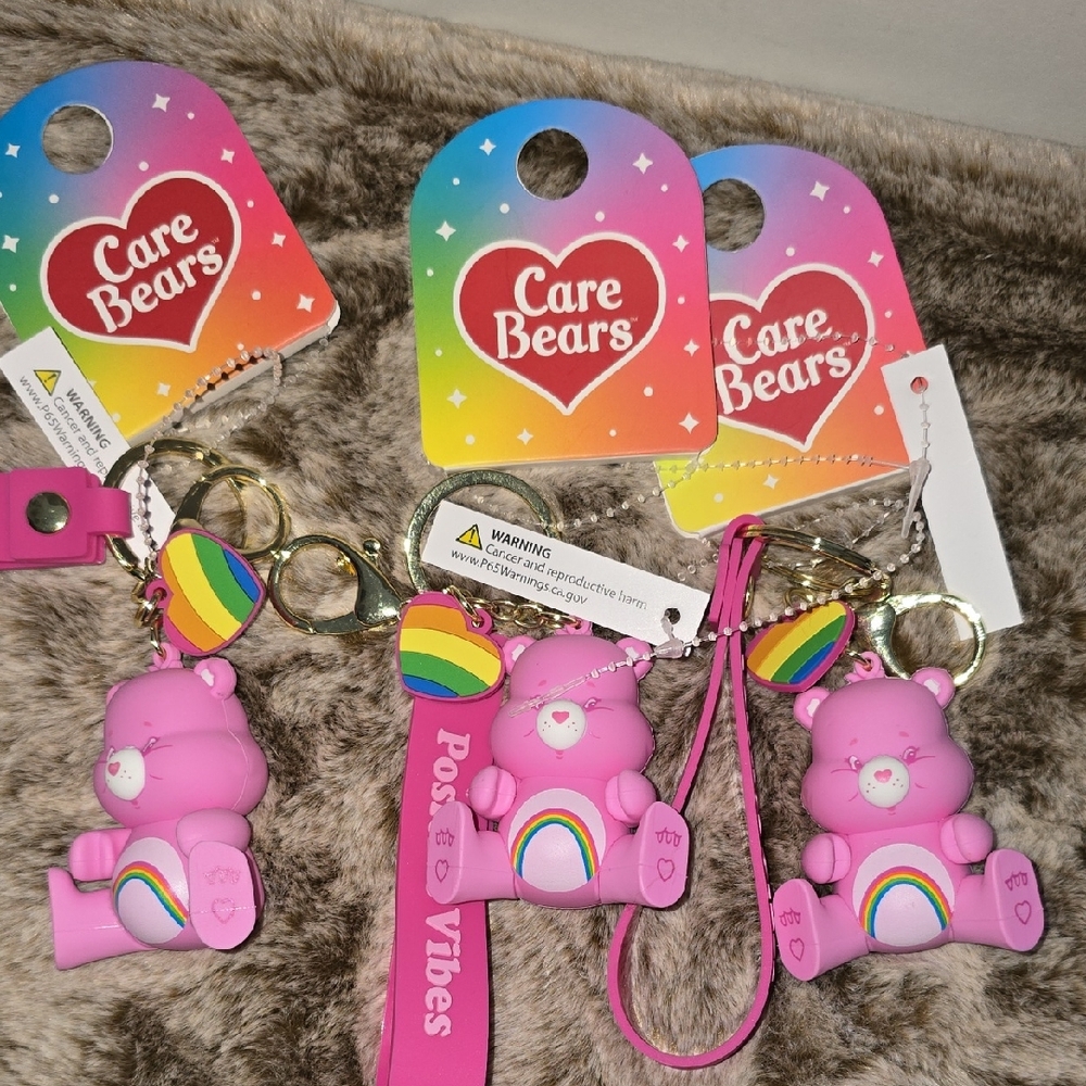 Winners Choice Care Bears Pink Rainbow Bear Keychain Trio